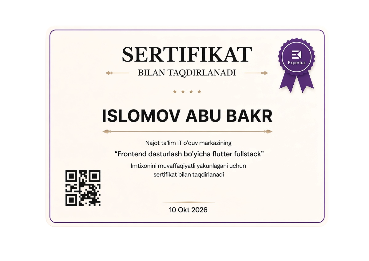 Expert.uz sertifikati